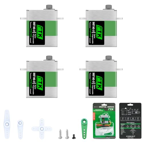 PTK 9497 MG-D Coreless Digital All Metal Servo High Torque 13 kg Micro Servo RC Upgrade Parts for SCX24 TRX4M TRX4MT 1/18 1/24 Crawler Cars Robots Helicopter Fixed Wing (4pcs) - style: PTK 9497-4pcs