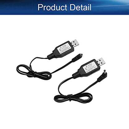 2Pcs USB Charging Cable 3.5 mm DC Elbow for RC Car 7.2V 250mA Ni-MH Ni-CD Battery