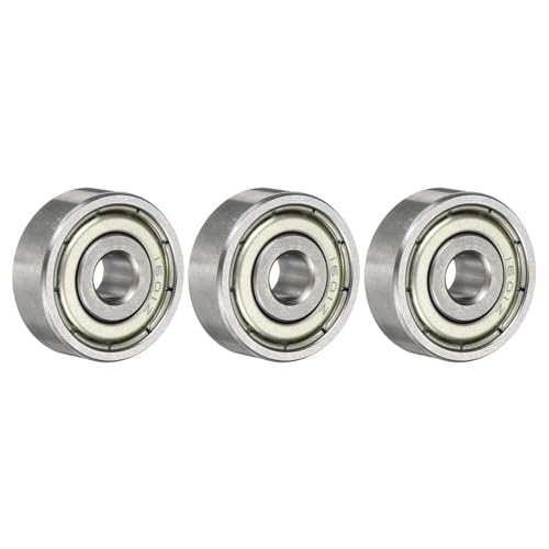 uxcell 3 Pcs 1601ZZ Deep Groove Ball Bearing 3/16" x 11/16" x 1/4" Double Metal Sealed, Chrome Steel Bearings - size: 1601ZZ 3/16" x 11/16" x 1/4"