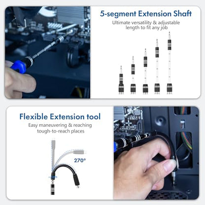 XOOL 140-in-1 Precision Screwdriver Set for Electronics Repair with 120 Magnetic Cr-V Bits, Electronics Tool Kit for Macbook, iPhone, Laptop, PC, Game Console, Tablet - size: 140 in 1