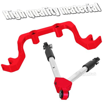 RC Front Tie Rods with Stabilizer Upgrades Part for 1/10 Slash 4X4 LCG,Alloy Aluminium Front Positive and Negative Teeth Pull Rod + Fixed Code Combination-Set,Red - color: Red - (Front Tie Rods)