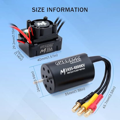 SurpassHobby Brushless Motor ESC Combo 2435 4800KV RC Motor and ESC 35A for 1/16 Remote Control Cars Trucks Off-Road Vehicle - style: 4800kv + 35A ESC