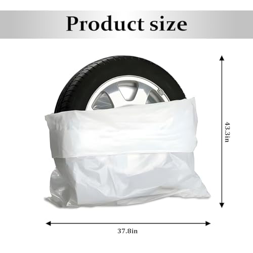 Norkmdi Car Tire Storage Bag, 4PCS 11.81" × 15.75" Extra-Large Waterproof Dustproof Vehicle Spare Tire Store Protect Cover, Polyethylene LDPE Plastic Auto Tyre Storage Cover, Universal Fit