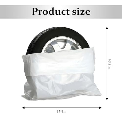 Norkmdi Car Tire Storage Bag, 4PCS 11.81" × 15.75" Extra-Large Waterproof Dustproof Vehicle Spare Tire Store Protect Cover, Polyethylene LDPE Plastic Auto Tyre Storage Cover, Universal Fit