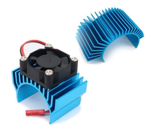 RC Motor Heatsink 540, Aluminum Motor Heat Sink with 6V Cooling Fan Fit 540 550 3650 Size Brushless Motor for 1/8 1/10 RC Car Truck Buggy Crawler(Blue)