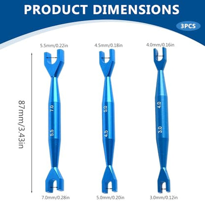 Small Wrench Set(3Pcs), 3-4mm 4.5-5mm 5.5-7mm Double End Alloy Turnbuckle Wrench, Universal Spanner Open End Small Set Repair Tool for RC Crawler Car Rc Turnbuckle