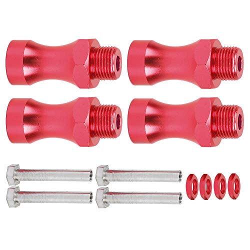 12Pcs Aluminum Alloy RC Wheel Hub Adapter, 1/10 to 1/8 RC Model Car Part, 12mm to 17mm Hex Drive Hub Coupling with 30mm Wheel Extension for Off - Road RC Trucks (Red) - color: Red