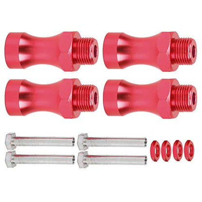 12Pcs Aluminum Alloy RC Wheel Hub Adapter, 1/10 to 1/8 RC Model Car Part, 12mm to 17mm Hex Drive Hub Coupling with 30mm Wheel Extension for Off - Road RC Trucks (Red) - color: Red