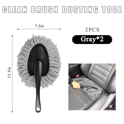 KVAEY 2 PCS Car Dash Duster Brush, Super Soft Microfiber Multi-Functional Car Cleaning Brush, Scratch Free Dash Dusting Tool with a Anti-Skid Handle for Vehicle Home Kitchen Cleaning (Gray) - color: Gray, 2 PCS