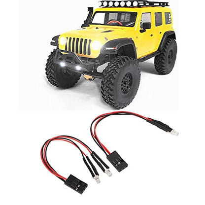 2Pcs Rc Light Kits, 4 White Rc Led Light Kit, Plastics Car Light Kit with 4.3in Cable as Accessory Replecement for Axial Scx24 Remote Control Car with 1/24 1/18 Scale