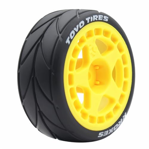 65mm 4PCS 1/10 RC On-Road tires and Hard Plastic wheels set Hex 12mm For WRC Drift Car Conversion 1/10 RC On-Road Car Traxxas Tamiya FW06 TT02 HPI HSP 94122 Kyosho W37 (Yellow) - color: Yellow
