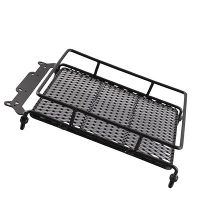 RC Roof Rack Luggage Metal RC Roof Rack with 4 LED Lights 156 X 110 X 40mm Luggage Carrier for Axial SCX10 1 10 Crawler Outdoor Trail Driving (4 White)