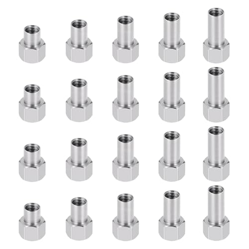 20Pcs Stainless Steel M2.5 Extended Long Wheel Nuts 2/3/4/5/6mm | Upgrade Parts, For 1/18 Tra-xxas TRX4M Defender Bronco K10 High Trail F150, RC Crawler Car