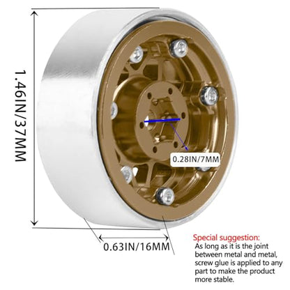 for 1/24 1/18 SCX24 FCX24 TRX4M RC Crawler Car,1.3" RC Tires Wheel Rim,Aluminum RC Truck Tires Wheels Rims,1.3 Beadlock Wheel Rims Heavy Duty Rim (4PCS) Brown - color: 1.3-rim-brown&blue