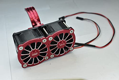 GPM Upgrades Aluminum 7075-T6 Motor Heatsink with Dual Cooling Fan and Adjustable Mount for 1/5 Kraton 8S BLX Monster Truck (ARA110002) (ARA5810) 1/5 X-MAXX XO-01 RC Cars (Green)