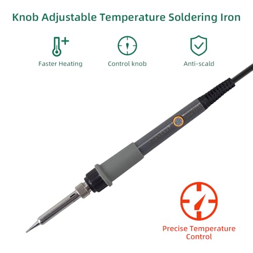 Soldering Iron Kit, 60W 110V Adjustable Temperature Soldering Gun Welding Tools, 5pcs Replacement Tips and Solder Wire (Basic)