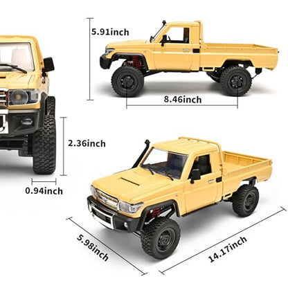 RZAPE RC Rock Crawler MN-82 1/12 RC Crawler Off-Road RC Truck 4x4 (Yellow | Diecast Car With 2.4GHz Remote Control 280 Brushed Motor All Terrain Truck RTR Proportional Throttle Steering - color: Yellow