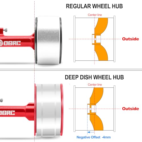 OGRC 1.3 Beadlock Wheel Tires -4mm Offset Wheels for 1/24 1/18 SCX24 TRX4M | Aluminum, 7mm Hex, Sticky Compound Rubber, for TRX4M AX24 FCX24 RC Carwler Car, Red - color: Red
