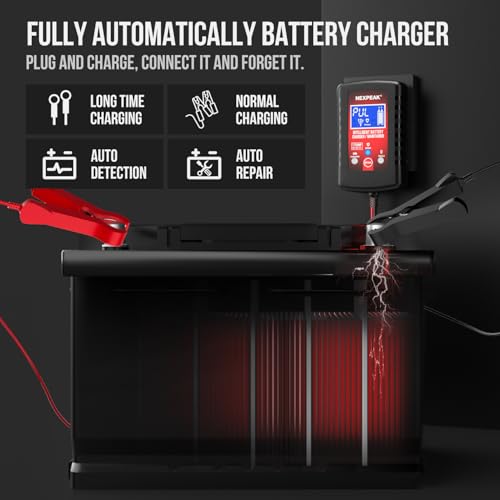 3-Pack 1.75A Car Battery Charger, 6V &12V Smart Battery Trickle Charger | Fully automatic 6V/12V Battery Charger, LCD screen monitors real-time status, Multi-protection for cars, boats, motorcycles