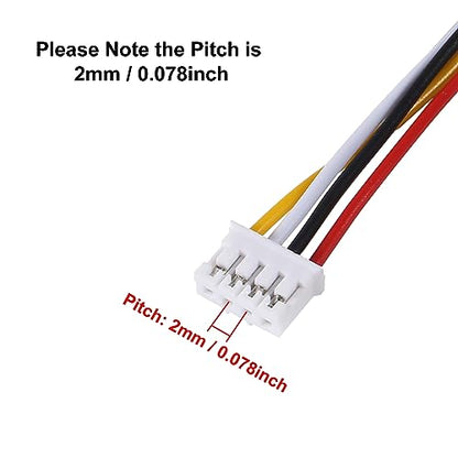 Alinan 20pcs Jst 2.0 Ph 4 Pin Connector Plug, Included 10pcs Mini 4 Pin Jst Ph2.0 26AWG Female Connector Plug with 300mm Cable Wire and 10pcs Micro Jst Ph2.0mm 4Pin Male Connector Plug - color: 4Pin 26AWG 300mm Cable