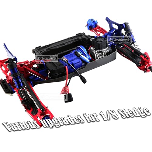 Gear Box Upgrades Part for 1/8 Sledge 4WD,Aluminum Front Rear Universal Gear Box Housing, RC Alloy Gearbox Hops up for Sledge Monster Truck RC Car #95076-4,Replace #9529, Red （1 Set - color: Red- Gear Box