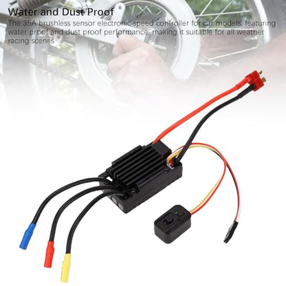 FTVOGUE 35A Brushless ESC Electronic Speed Controller for RC Cars with 4 Level Brake 8 Level Drag Brake for 1/10 Scale Short Course Trucks Buggies