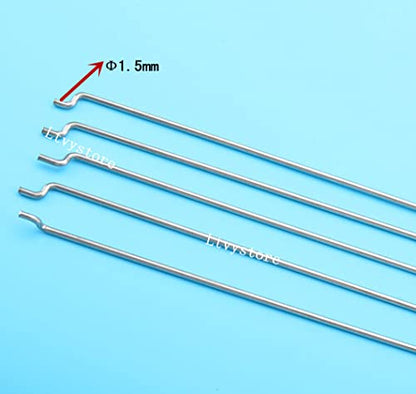 10Pcs 1.5 x 450mm Z Push Rods Parts & 10Pcs Adjustable Pushrod Connector Linkage Stopper 1.8mm & 10Pcs Nylon Control Horns 21x10 mm Compatible for RC Airplane Plane Boat Replacement
