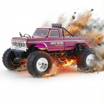 FMS 1/10 RC Truck Ford F-100,2WD Monster Truck with Licensed Body, 550 Brushed Motor, Oil Shocks, Independent Suspension – All-Terrain RC Crawler, High Speed Off-Road RC Car for Gift(Red First Blood) - color: Red First Blood