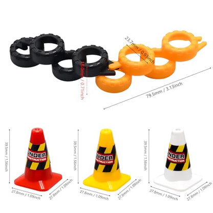 180 Pieces RC Car Racing Track Drift Runway Drift Field Fence with 30PCS Road Cones for 1/14 1/16 1/18 1/24 1/28 1/30 1/43 Mini RC Car (Black & Yellow & White, 210PCS) - color: Black & Yellow & White, 210pcs