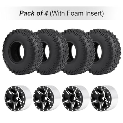 HobbyPark 1.0 Beadlock Wheels for TRX4M AX24 SCX24 FCX24 Enduro24 1/18 1/24 RC Crawler Car (Style B with Tires) - style: Style B with Tires