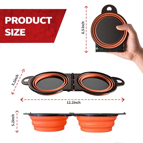 Collapsible Magnetic Parts Tray Set, Foldable Magnetic Trays, Integrated 5.1" Round Dual Silicone Bowls, Multi-Use Nuts And Bolts Organizer, Bonus Hanging Hook for On-the-Go Carry(Orange)