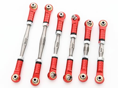 GTBRacing Titanium Alloy Front Rear Linkage Tie Rod for 1/8 RC Car TLR Losi 8IGHT XE 4WD (Red) - color: Red