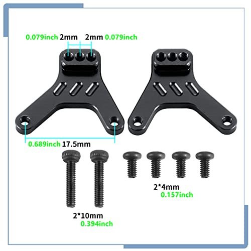 2PCS RC Aluminum Alloy Rear Shock Mount Shock Tower, Black | For Kyosho Mini Z 4x4 1/18 Scale Jimny 1/24 Scale Wrangler - color: Black