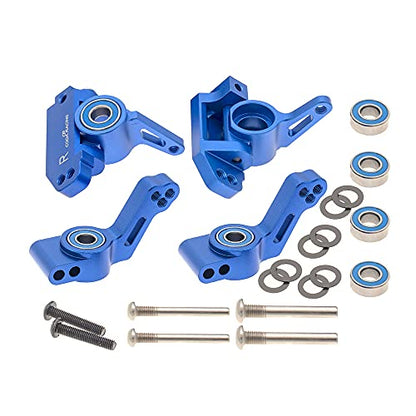 RC Alloy Caster Block&Steering Blocks&Rear Stub Axle Carriers for Traxxas 1/10 2WD Slash, Stampede, Rustler, Nitro Slash-Replaces Part 3736 3632 3752 - color: Navy Blue