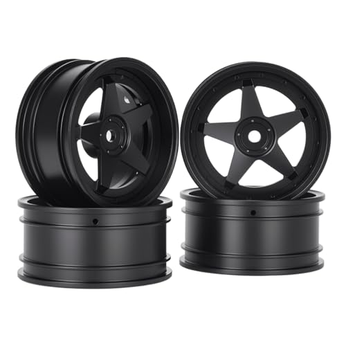 4pcs RC 1/10 Aluminum On Road Wheel Rims Hex 12mm Adjustable Offset for 1:10 RC On Road Drift Touring Street Car (Black) - color: Black