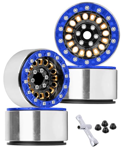 1.9 Brass Beadlock Wheel Rim for 1/10 SCX10 SCX10 II 90046 SCX10 III AXI03007 SCX10 Pro TRX4 TRX6 Gen7/8 D90 VS4-10 MST CFX RC Crawler Car,Brass Beadlock & Aluminum Deep Dish Rim,BlackGold - color: Blackgold - (4pcs Rim)