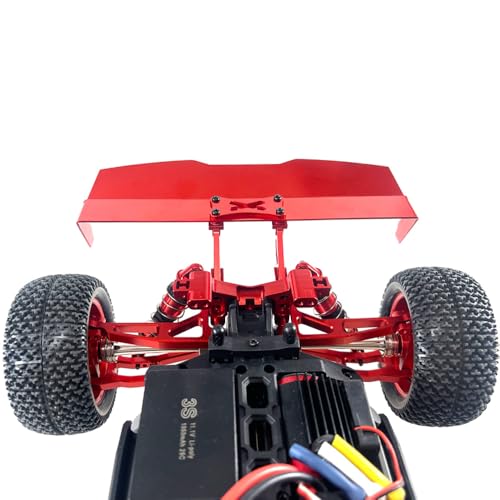 Metal Rear Wing for Hyper Go 16207 H16PL RC Car Tail Wing Rear Spoiler Wing Upgrade Parts (Red) - color: Red