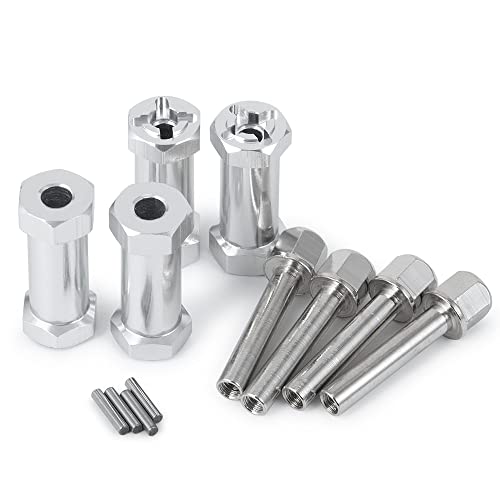 RC 12mm Wheel Hex Drive Hubs Combiner Coupler Aluminum 15mm/20mm/25mm/30mm Offset Extension Longer Combiner Drive Adapter for 1/10 Axial SCX10 Wraith RC Car Upgrade Parts (Silver - 30mm) - color: Silver - 30mm