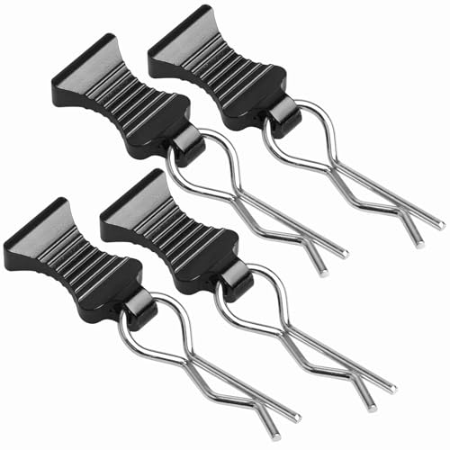 1/10 RC Car Body Clips Pins with Pull Tabs R Clips for All 1:10 1/12 Scale Axial Redcat HPI Himoto HSP Exceed RC Car Parts Truck Buggy Shell Replacement, Set of 4 (Black) - color: Black