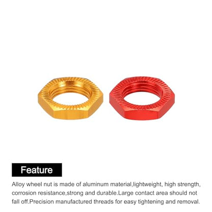 MECCANIXITY Aluminum 17mm RC Wheel Nut Thread M12x1.0mm Hex Wheel Nuts RC Wheel Nut for 1/8 RC Model Car Trucks Off Road Car Upgraded Parts Pack of 8(Red & Gold) - color: Red & Gold