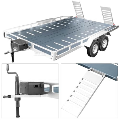 RC Trailer for 1/8 1/10 RC Crawler TRX4 TRX6 Redca t Scout II Gen8 Tamiya Scx10 II D90 Wraith,Aluminum RC Heavy Duty Truck and RC Rock Cars Trailer with RC Trailer Hook Coupler,Titanium - color: (Aluminum Rc Trailer) - Titanium