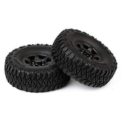 4PCS 1.55inch RC Tires Plastic Beadlock Rims RC Wheel Set Compatible with 1:10 RC Crawler Axial AX90069 D90 TF2 Tamiya CC01 LC70 MST JIMNY(Black) - color: 95mm-black