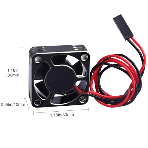 30mm RC Cooling Fan Kit Heatsink for 540 550 Brushed Brushless Motor ESC Aluminum Case (Black&Silver) - color: Black&Silver