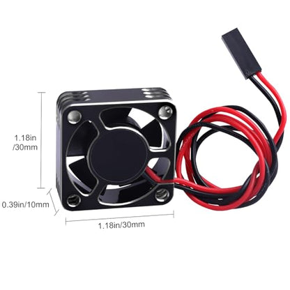 30mm RC Cooling Fan Kit Heatsink for 540 550 Brushed Brushless Motor ESC Aluminum Case (Black&Silver) - color: Black&Silver