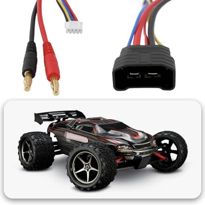 1x RC Car Lipo Battery Connector Cable Adapter 3S Hard-Case Battery Harness Connector with JST-XH Balance Plug Compatible with T-raxxas TRX 1/8 RC Car