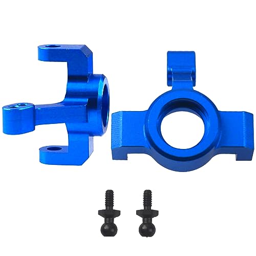 Aluminum Steering Blocks Caster Blocks C-Hubs Stub Axle Carriers Knuckles Set C-Cup Upgrades Parts Compatible with 1/18 LaTrax Teton Desert Prerunner Rally RC Car,Replace #7532 7552X (Blue) - color: Blue
