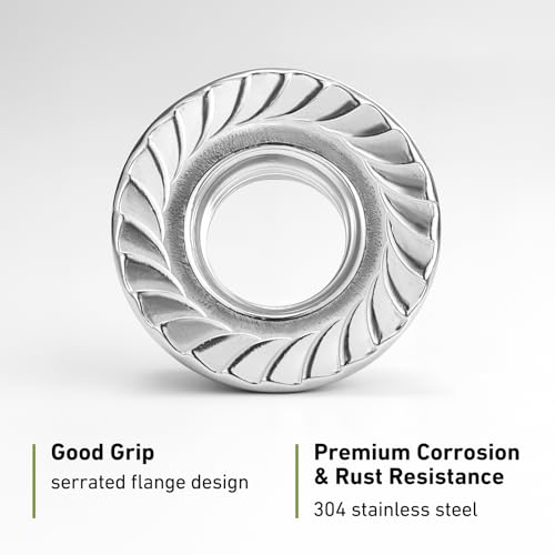 M4 Flange Nuts 220Pcs, Metric M4-0.7mm Serrated Flange Hex Nuts 304 Stainless Steel 18-8, Bright Plain Finish - size: M4-0.7