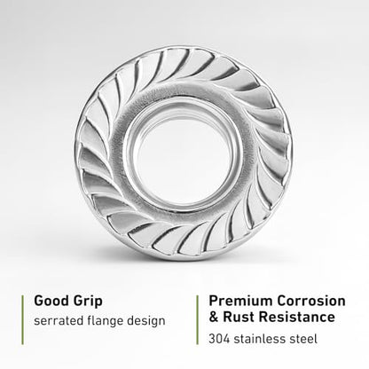 M4 Flange Nuts 220Pcs, Metric M4-0.7mm Serrated Flange Hex Nuts 304 Stainless Steel 18-8, Bright Plain Finish - size: M4-0.7