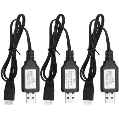 3Pcs Vgoohobby 7.4v 2S Lipo Battery USB Charger Cable with XH-3P Connector Compatible with Gel Splatter Blaster Hosim Q903 Axial SCX24 Haiboxing WLtoys Skytech RC Car Boat Drone