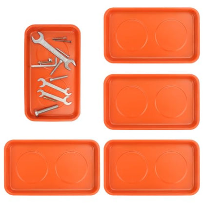 5 PCS Magnetic Trays, 9.4X5.5x1.4Inch, Magnet Tool Tray, Magnetic Parts Tray, orange, by GENHAKON - size: 5 PCS Rectangle Orange